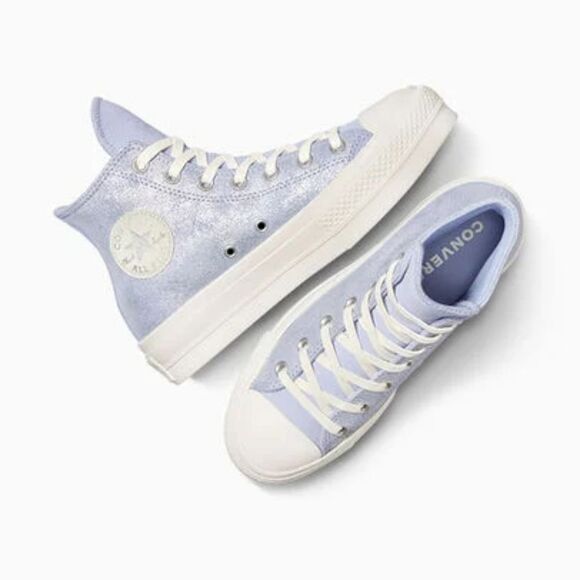 Converse Chuck Taylor Blue Shimmer Suede High Tops 6.5 NIB - Picture 2 of 8